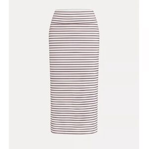 NWT OGL Women's Pencil Skirt in White and Maroon Stripes